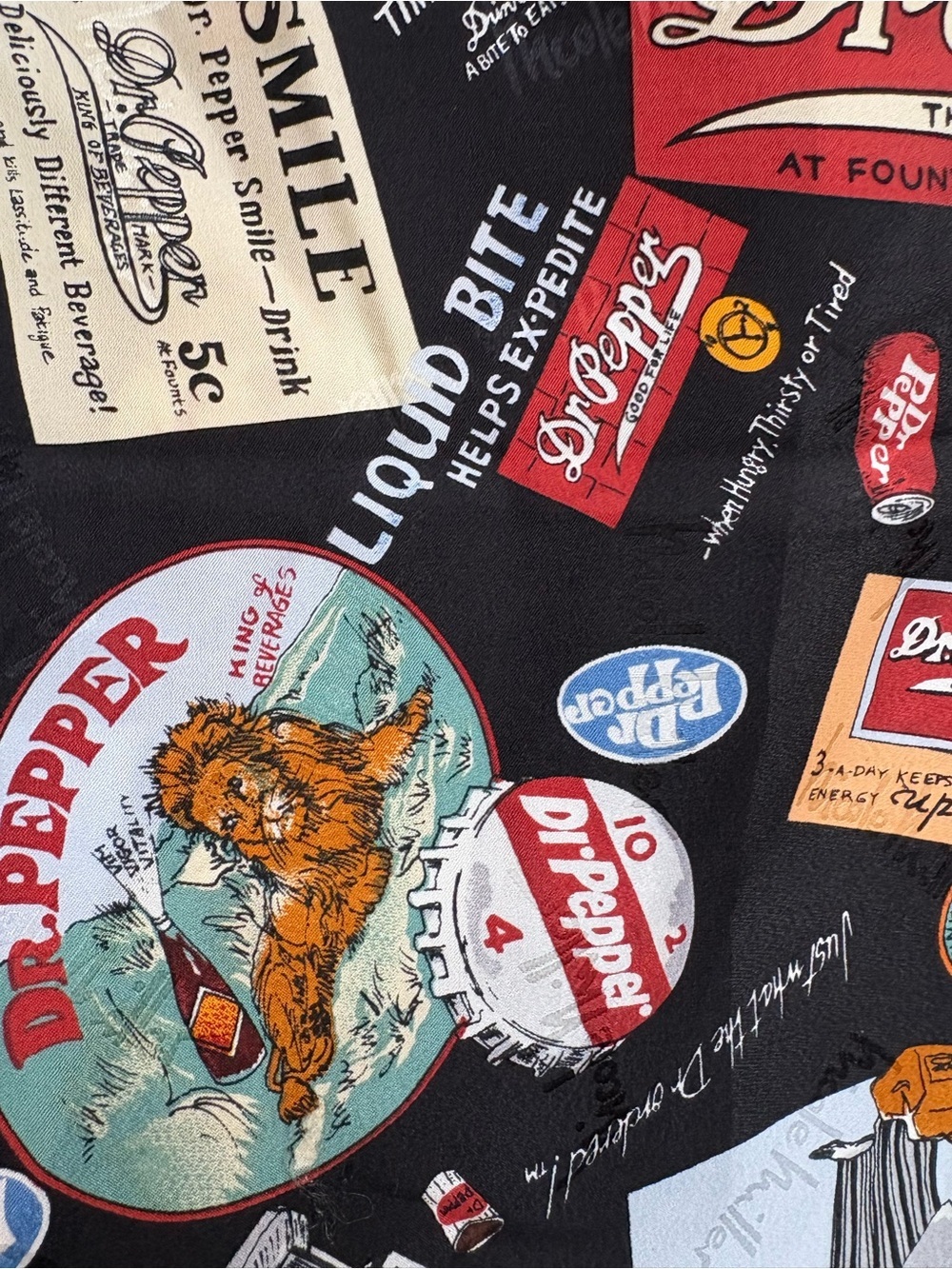 Nicole Miller Vintage Dr Pepper 100% Silk Scarf